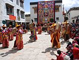 Mustang Lo Manthang Tiji Festival Day 2 03-1 Dorje Jono And Peacock Dancers The second day of the Tiji Festival in Lo Manthang started around 14:00 with Dorje Jono and the peacock dancers dancing again.